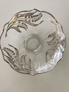 Vintage Silver Inlay Serving Dish
